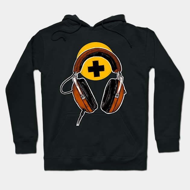 Headphones Orange Hoodie by schem4tics